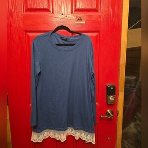 Apt. 9 Blue Lace Hem Blouse
